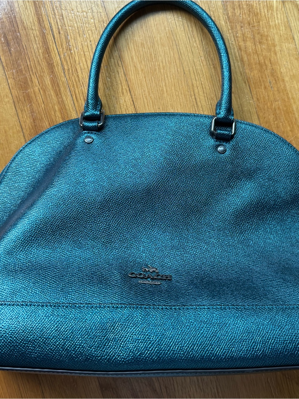 Coach Metallic Teal Dome Satchel